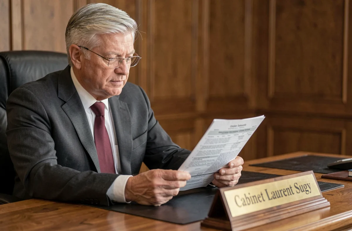 Laurent Sugy du Cabinet Laurent Sugy analysant un contrat d'assurance dans son bureau