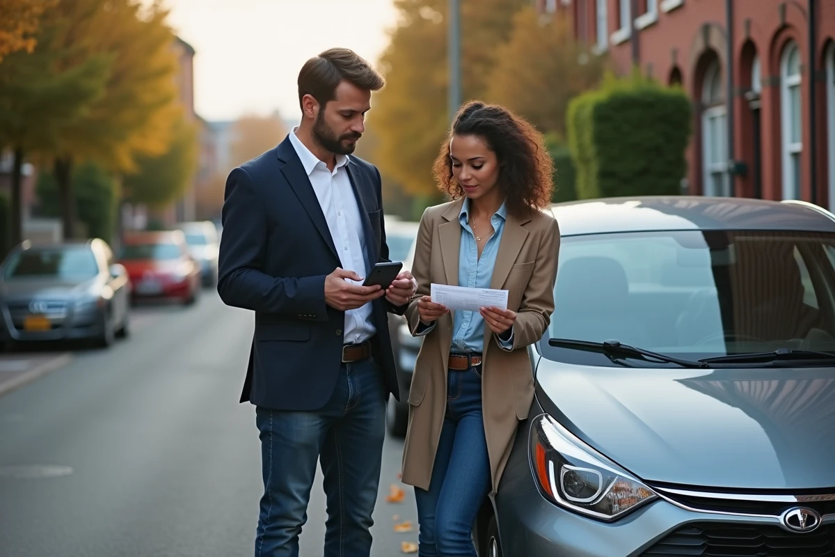 Deux colocataires calculant le partage des frais kilométriques avec leur voiture en 2026