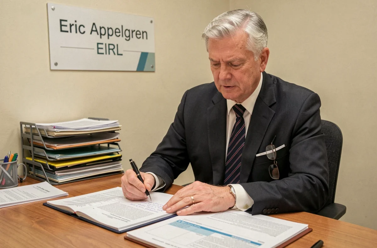 Eric Appelgren EIRL courtier en assurance indépendant consultant un dossier client dans son bureau