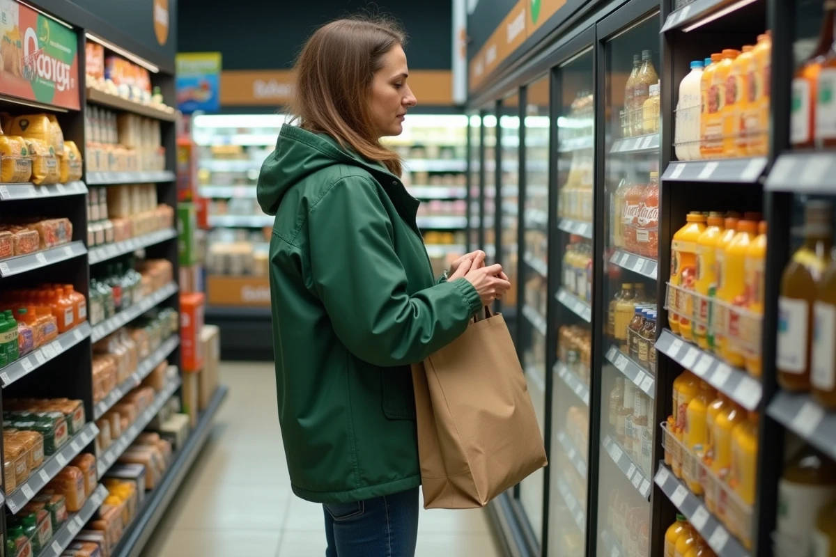 Femme faisant ses courses dans un supermarché irlandais