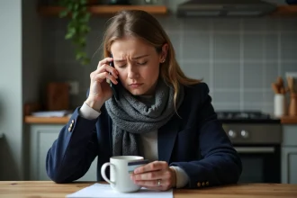 Femme inquiète au téléphone avec sa carte bancaire