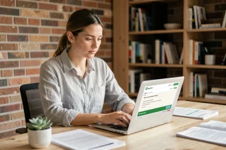 Freelance utilisant Venmo pour encaisser un paiement d'un client américain depuis son bureau à domicile