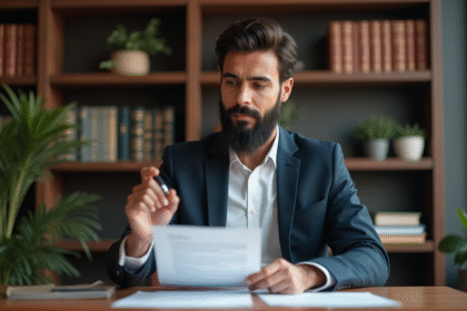 Jeune homme musulman en costume d'affaires tenant un accord halal