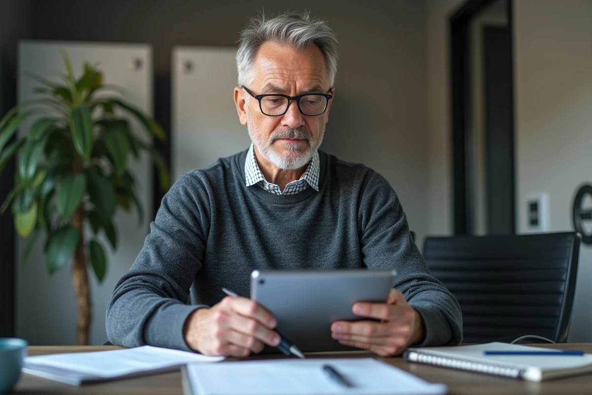 Homme d affaires analysant ses données financières au bureau