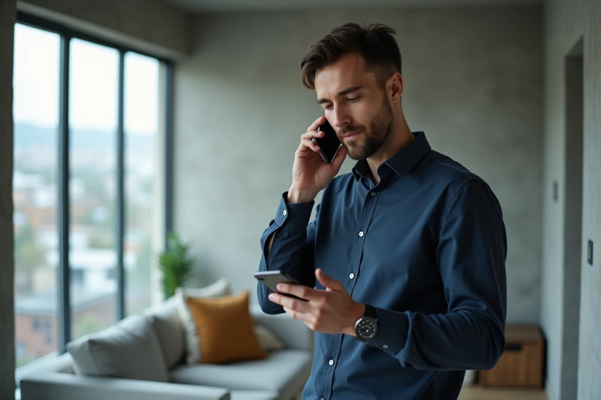 Homme contactant le service client ECA assurance téléphone pour accélérer la prise en charge de son dossier
