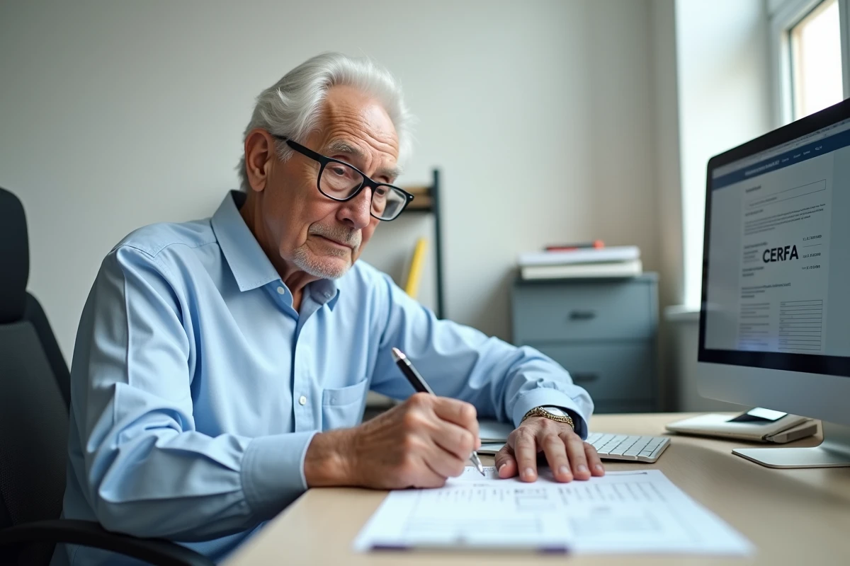 Homme âgé remplissant un formulaire d