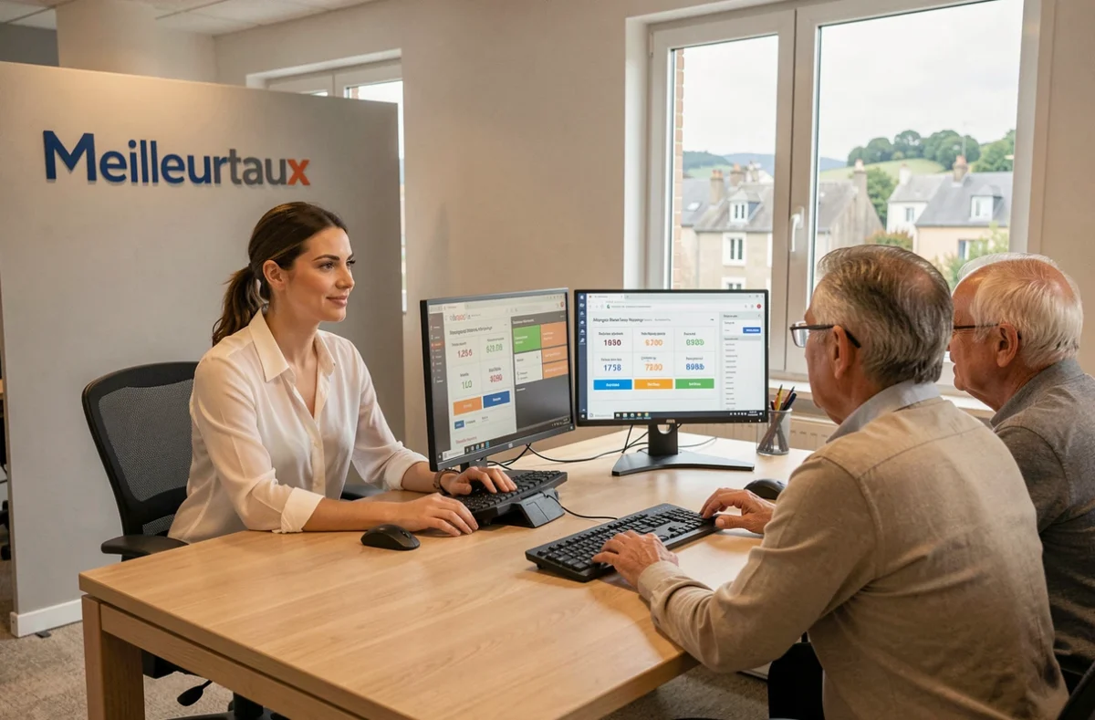 Conseillère Meilleurtaux à Brive-la-Gaillarde comparant les taux de crédit immobilier pour des clients corréziens